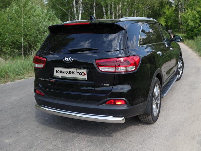 Защита задняя (овальная длинная) 75х42 мм для Sorento Prime III 2015 (Киа Соренто Прайм 3 2015-), ТСС KIASOR15-19, TCC Тюнинг