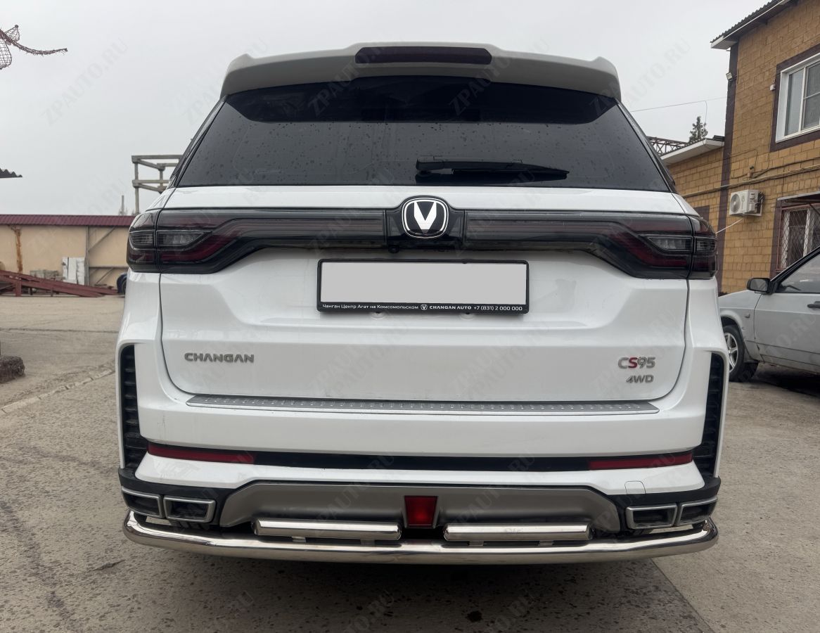 Защита заднего бампера угловая большая двойная для автомобиля Changan CS95 2023 арт. CGCS95.23.22
