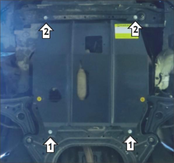Защита стальная Мотодор (Двигатель, Коробка переключения передач), 2 мм, Сталь для Ravon Nexia R3 2016-2018 арт. 68101