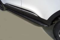 Пороги алюминиевые с пластиковой накладкой (карбон черные) 1720 мм Chery Tiggo 4 pro 2022- арт. CHERTIG4P22-09BL