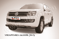 Защита переднего бампера d76+d57 двойная черная Volkswagen Amarok (2010-2016) , Slitkoff, арт. VWAM13-003B