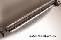 Защита порогов d57 с листом усиленная Nissan Pathfinder (2012-2017) Black Edition, Slitkoff, арт. NIP14-010BE
