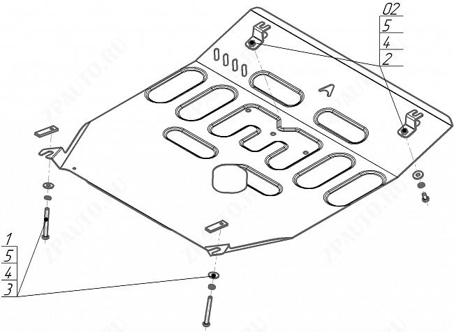 Защита АвтоСтандарт (Двигатель, Коробка переключения передач, Радиатор), 1,5 мм, сталь для Changan UNI-K  2020- арт. 57203