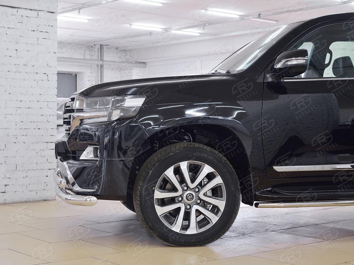 Защита переднего бампера d76/75х42 дугас декоративным пазом Toyota LC 200 Executive 2016, Slitkoff TLCZ-002559