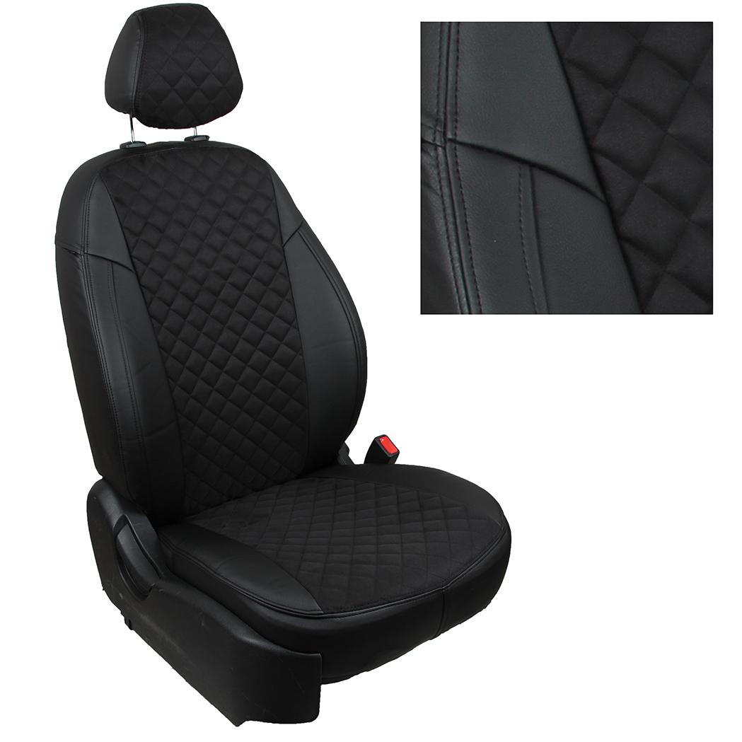 Чехлы для SEAT Ibiza IV Hb (5-ти дверный) сплошной, Алькантара, (Черный + Черный), Autopilot арт. se-ib-i4-chch-a