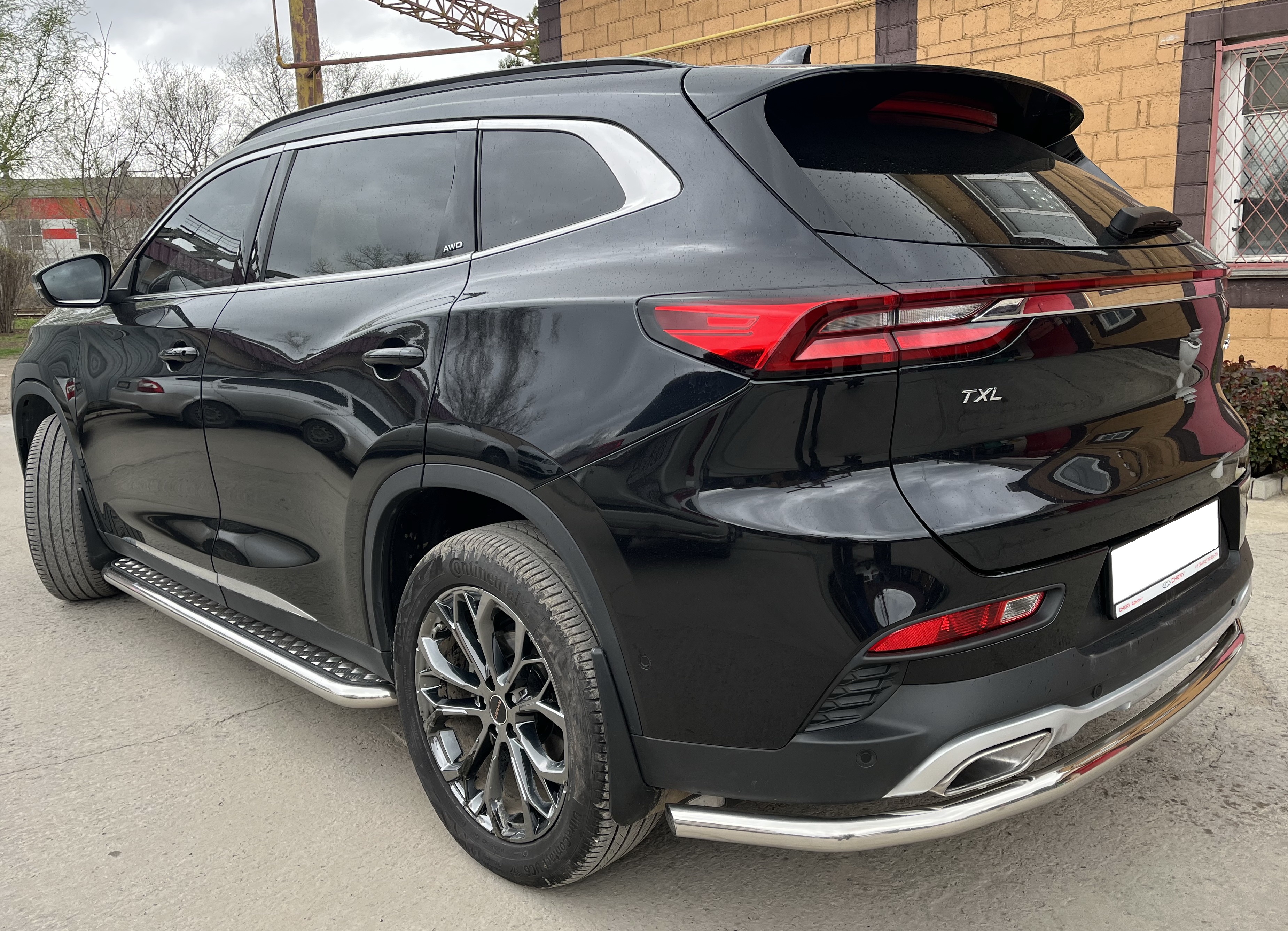 Защита заднего бампера угловая большая для автомобиля CHERY CheryExeed TXL 2020 арт. CHETXL.20.21