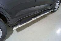 Пороги овальные с накладкой 120х60 мм для автомобиля Hyundai Creta 2021- арт. HYUNCRE21-14
