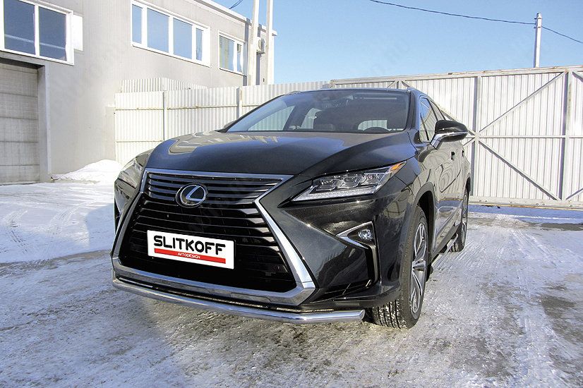 Защита переднего бампера d57 Lexus RX-350 (2015-2019) Black Edition, Slitkoff, арт. LRX15-002BE