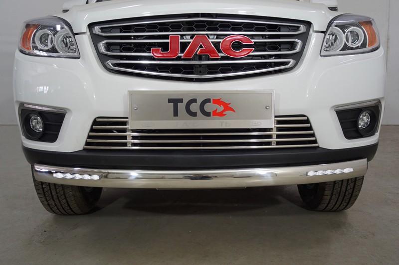 Защита передняя нижняя (овальная с ДХО) 75х42 мм для автомобиля JAC T6 (4WD) 2.0T (бенз) 2021-,TCC Тюнинг ,арт. JACT621-19