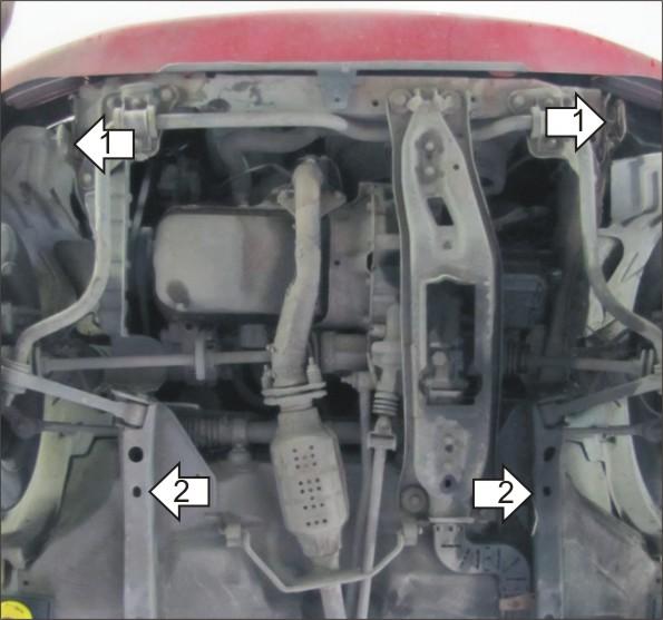 Защита стальная Мотодор (Двигатель, Коробка переключения передач), 2 мм, Сталь для Mazda Demio 1996-2002 арт. 01117