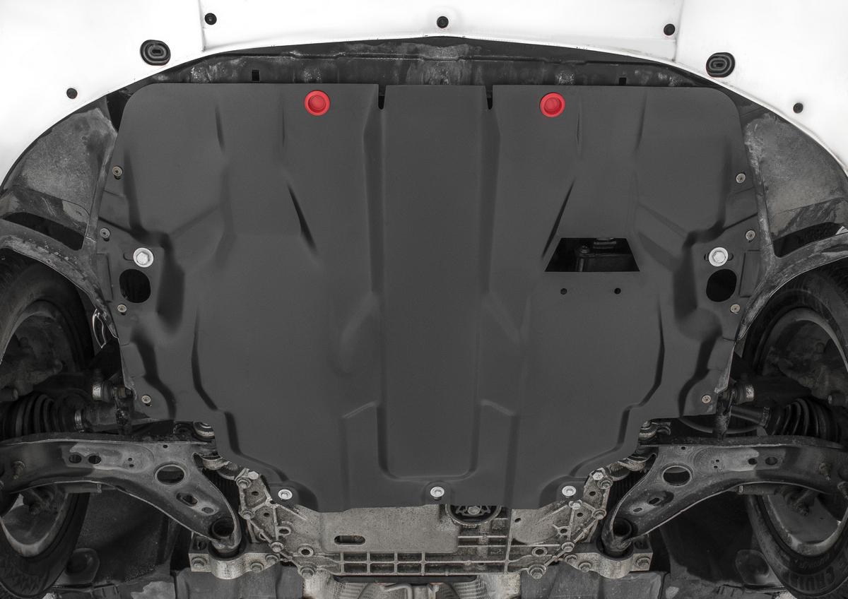 Защита картера и КПП АвтоБроня для Volkswagen Touran II (V - 1.6; 2.0D) 2010-2015, штампованная, сталь 1.5 мм, с крепежом, 111.05107.1