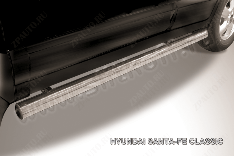 Защита порогов d76 труба Hyundai Santa-Fe Classic (2000-2012) Black Edition, Slitkoff, арт. HSFT011BE