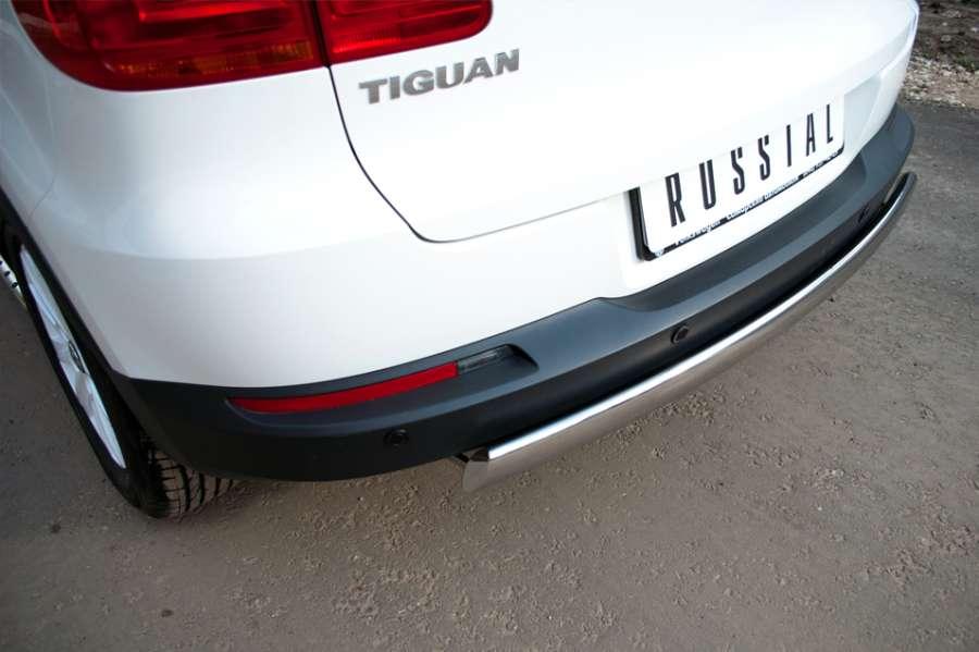 Защита заднего бампера d75x42 овал для Volkswagen Tiguan Track&Field Track&Style 2011-2016, Руссталь VGZ-000499
