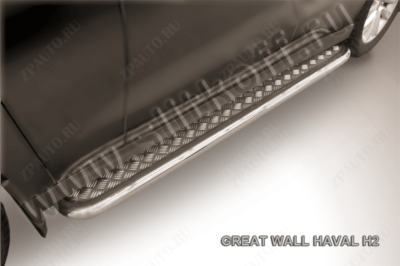 Защита порогов d57 с листом усиленная Haval H2 (2014-2023) , Slitkoff, арт. HavH2005