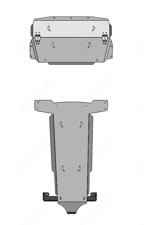 04.48ABC Защита картера  CADILLAC CT6 (2018-) (2 части) (Алюминий 4 мм)
