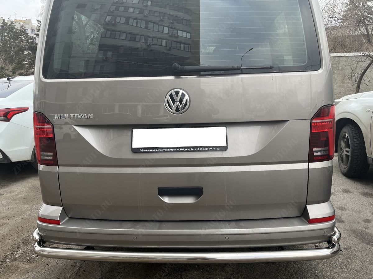 Защита заднего бампера угловая большая двойная для автомобиля T6.1 2020 арт. VWT.1.20.21-1