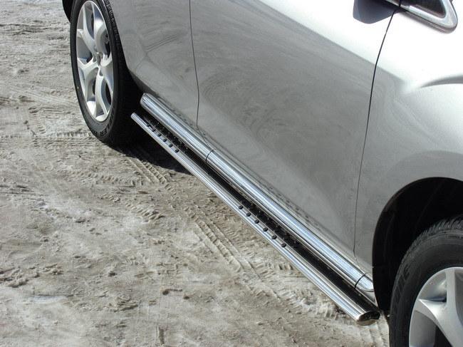 Пороги овальные с проступью 75х42 мм для автомобиля Mazda CX-7 2010-2012, TCC Тюнинг MAZCX710-03