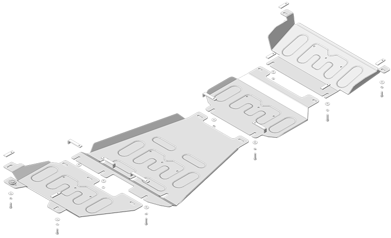 Защита алюминиевая Мотодор (Передний дифференциал, Раздаточная коробка, Коробка переключения передач, Двигатель, Радиатор), 5 мм, алюминий для Ford F-150 2021- арт. 30713