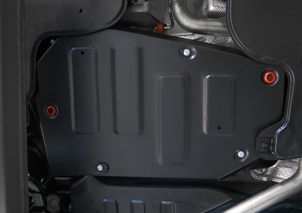Защита топливного бака АвтоБроня для Volkswagen Tiguan II (V - 1.4 (125/150 л.с.)) FWD 2016-2020, штампованная, сталь 1.5 мм, с крепежом, 111.05121.1
