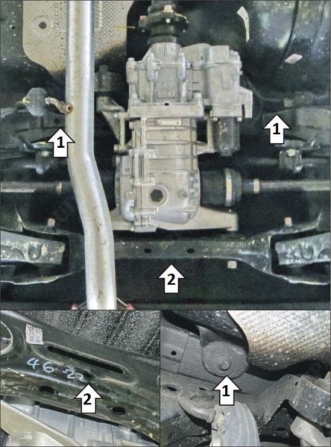 Защита алюминиевая Мотодор (Задний дифференциал), 4 мм, алюминий для Hyundai Tucson 2021- арт. 340903