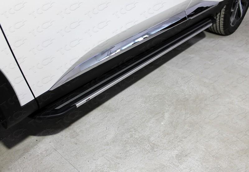 Пороги алюминиевые "Slim Line Silver" 1720 мм для автомобиля HAVAL F7 2019- (1,5 л., 4WD) TCC Тюнинг арт. HAVF719-35S