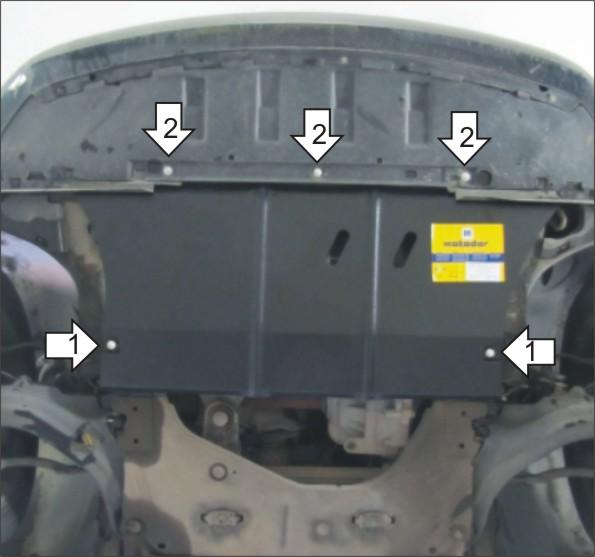 Защита стальная Мотодор (Двигатель, Коробка переключения передач), 2 мм, Сталь для Renault Grand Scénic II 2004-2006 арт. 01713