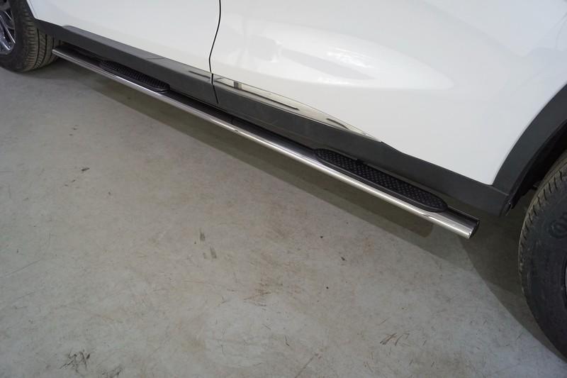 Пороги овальные с накладкой 75х42 мм для автомобиля Cheryexeed TXL 2020- арт. CHEREXETXL20-16