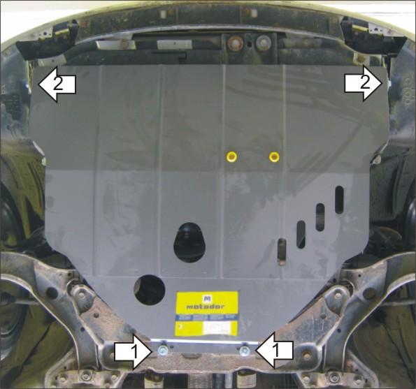Защита стальная Мотодор (Двигатель, Коробка переключения передач), 2 мм, Сталь для Mazda Premacy 1999-2005 арт. 01125