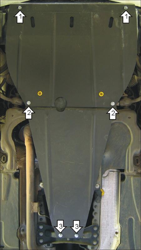 Защита стальная Мотодор (Двигатель, Коробка переключения передач), 2 мм, Сталь для Mercedes-benz C-class 2000-2007 арт. 01219