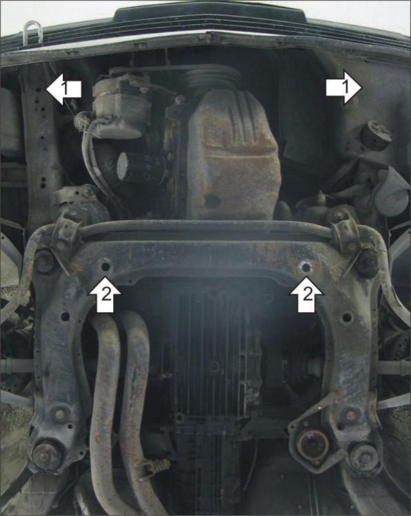 Защита стальная Мотодор (Двигатель), 2 мм, Сталь для Audi 100 1982-1990 арт. 00103