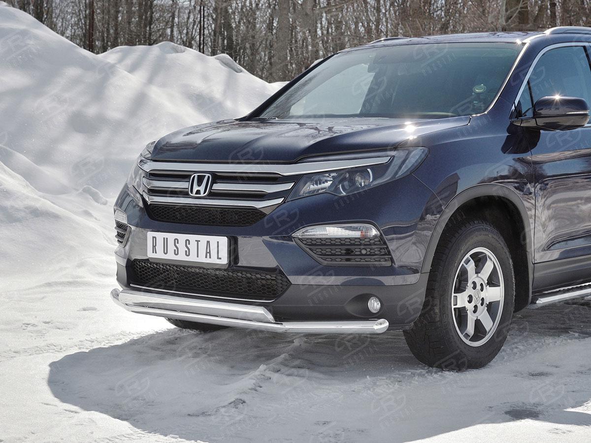 Защита переднего бампера d57/75х42 на Honda Pilot III 2015, Slitkoff HPZ-002920