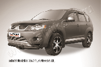 Защита переднего бампера d76+d57 двойная черная Mitsubishi Outlander XL (2005-2009) , Slitkoff, арт. MXL004B