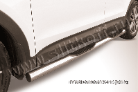 Защита порогов d76 с проступями Hyundai Santa-Fe (2012-2018) Black Edition, Slitkoff, арт. HSFT12-006BE