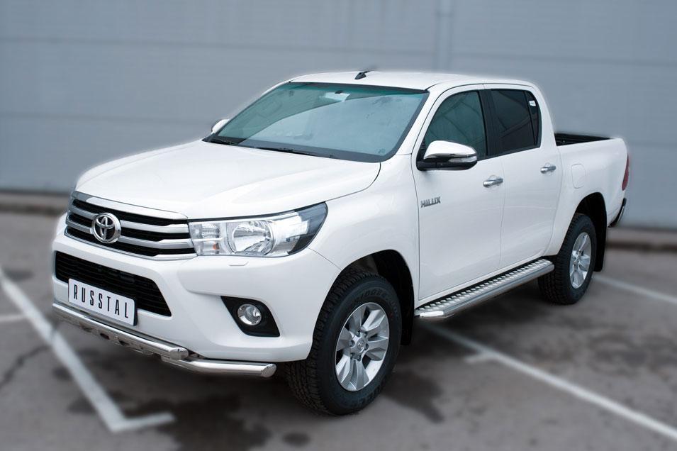 Пороги труба d57 с листом вариант 1 для Toyota Hilux 2015, Slitkoff THL-0021501
