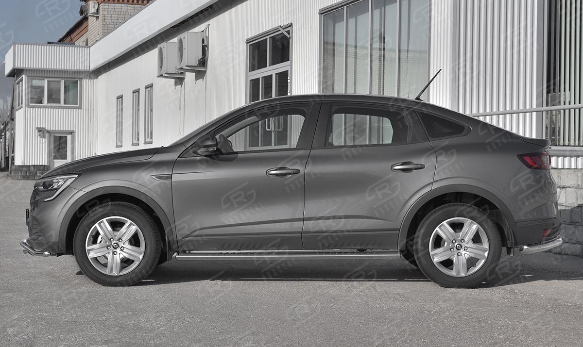 Пороги труба 120х60 овал с проступью для автомобиля Renault Arkana арт. RARO-003316, Slitkoff