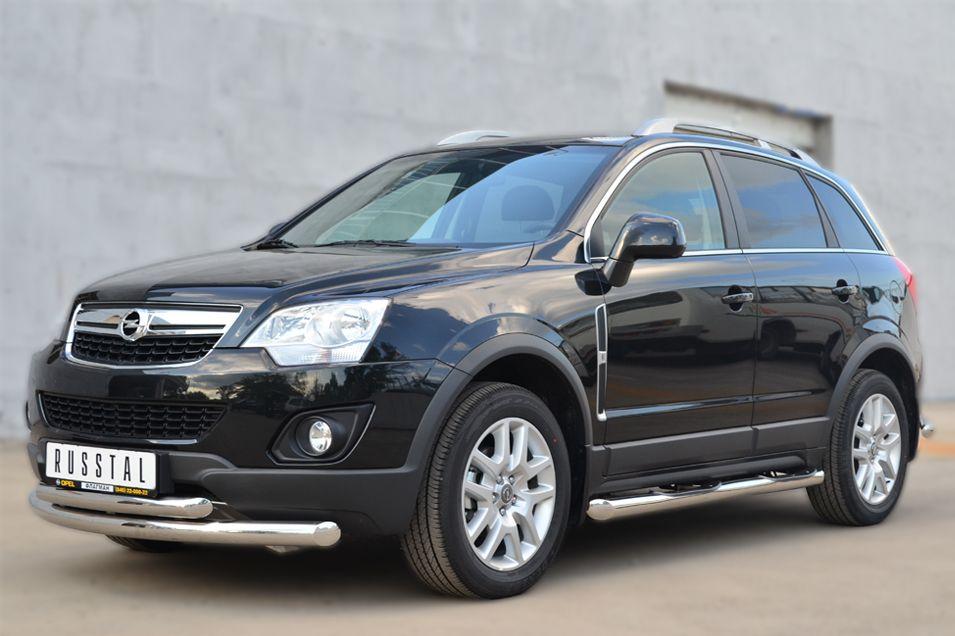 Пороги труба d76 с накладками вариант 1 для Opel Antara 2012, Slitkoff OAT-0013691