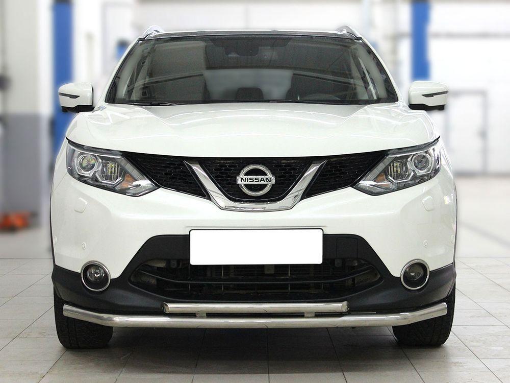 Дуга передняя по низу бампера двойная d-53+43 для Nissan Qashqai 2014, Технотек NQ_1.1