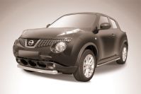 Защита переднего бампера d76 короткая Nissan Juke 4WD (2010-2014) Black Edition, Slitkoff, арт. NJ4WD-001BE