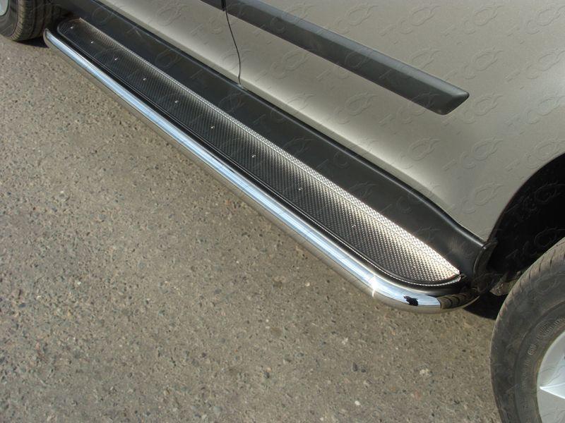 Пороги с площадкой (нерж. лист) 60,3 мм для автомобиля Skoda Yeti 2014-, TCC Тюнинг SKOYET14-07