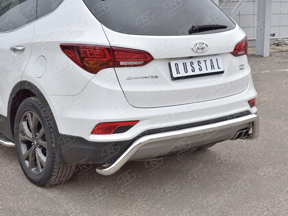 Защита заднего бампера d57 волна под машину для Hyundai Santa Fe 2015, Slitkoff HSFPZ-002452