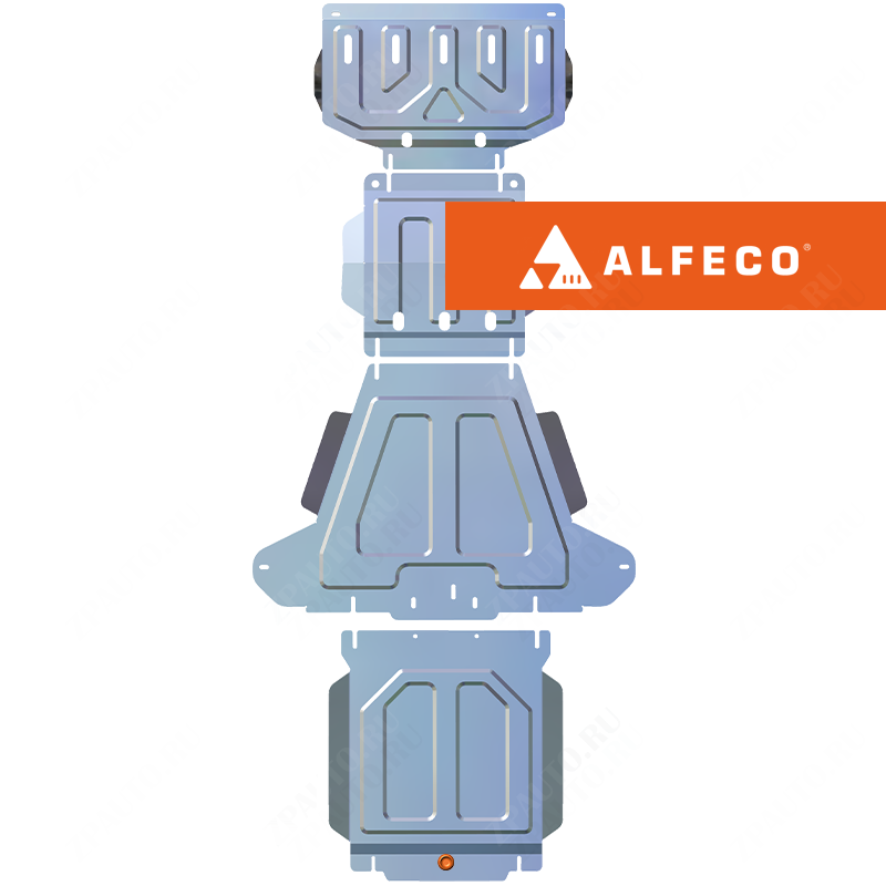 Защита  картера, редуктора переднего моста, КПП и рк (4 части) DW Hower H3/H5 2017-2019 V-2,0T , ALFeco, алюминий 4мм, арт. ALF3114-06-12-13al