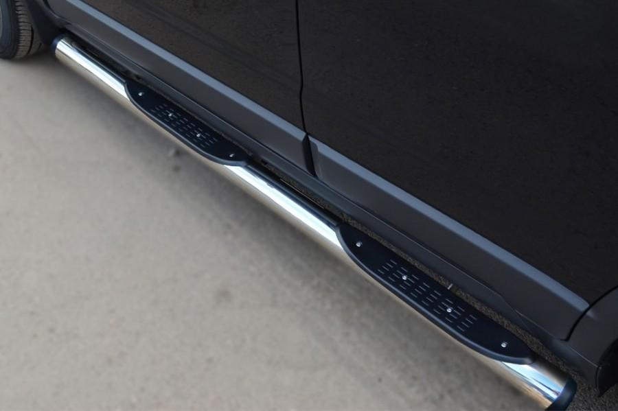 Пороги труба d76 с накладками вариант 2 для Opel Antara 2012, Slitkoff OAT-0013692