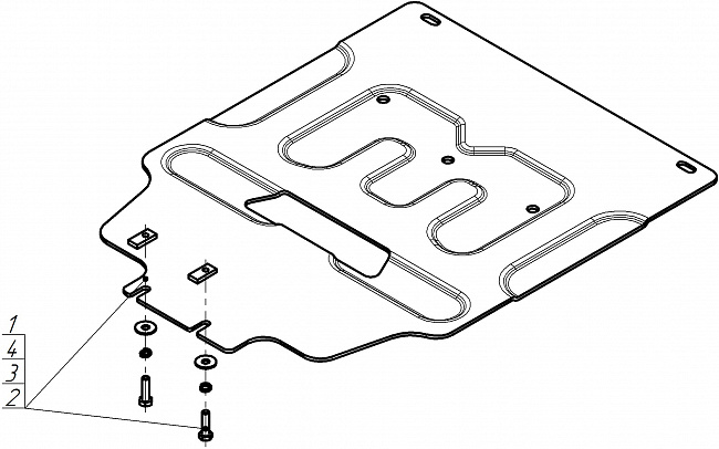 Защита алюминиевая Мотодор (Коробка переключения передач), 4 мм,  Audi Q7  2015-2019 арт. 340103