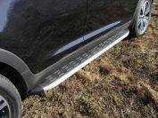 Пороги алюминиевые с пластиковой накладкой (1720 из 2-х мест) для автомобиля Kia Sportage 2010-2014 TCC Тюнинг арт. KIASPORT10-09AL