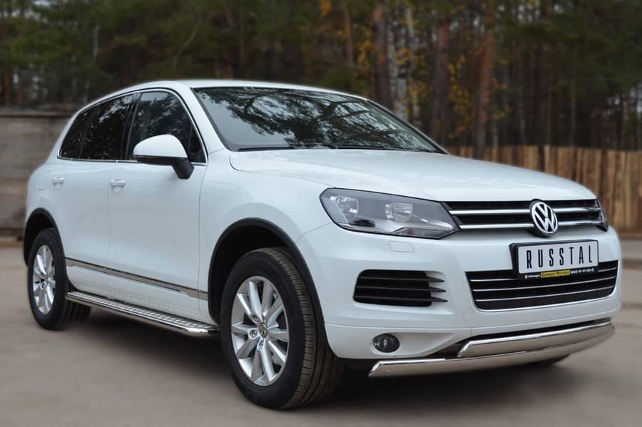 Пороги труба d42 с листом для Volkswagen Touareg 2010, Slitkoff VTT-001070
