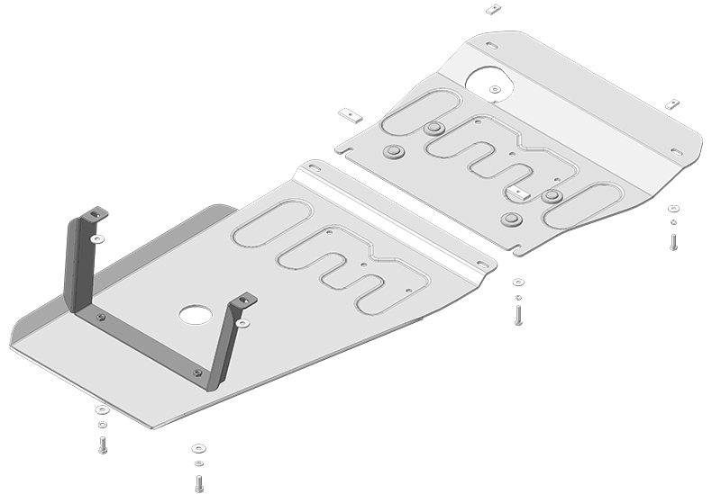 Защита алюминиевая Мотодор (Двигатель, Передний дифференциал, Коробка переключения передач, Радиатор, Раздаточная коробка), 5 мм, алюминий для Mercedes-benz Vito  2009-2014 арт. 31206