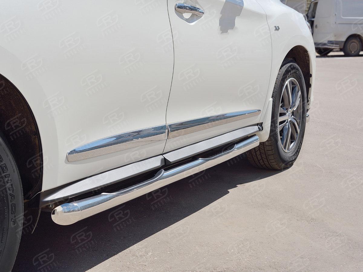 Пороги труба d76 с накладкой вариант 1 для Infiniti QX60 2016, Slitkoff IQXT-0026831