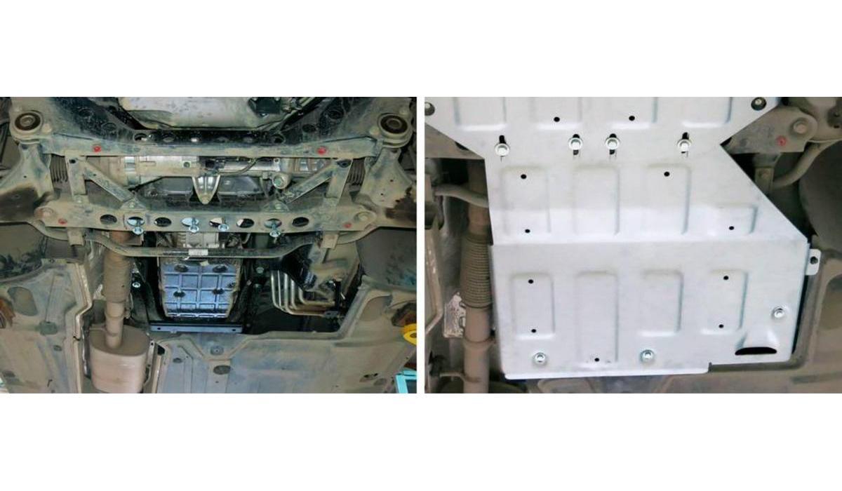 Защита КПП Rival для Mercedes-Benz V-klasse II АКПП RWD 2014-2019 2019-н.в., штампованная, алюминий 4 мм, с крепежом, 333.3939.1