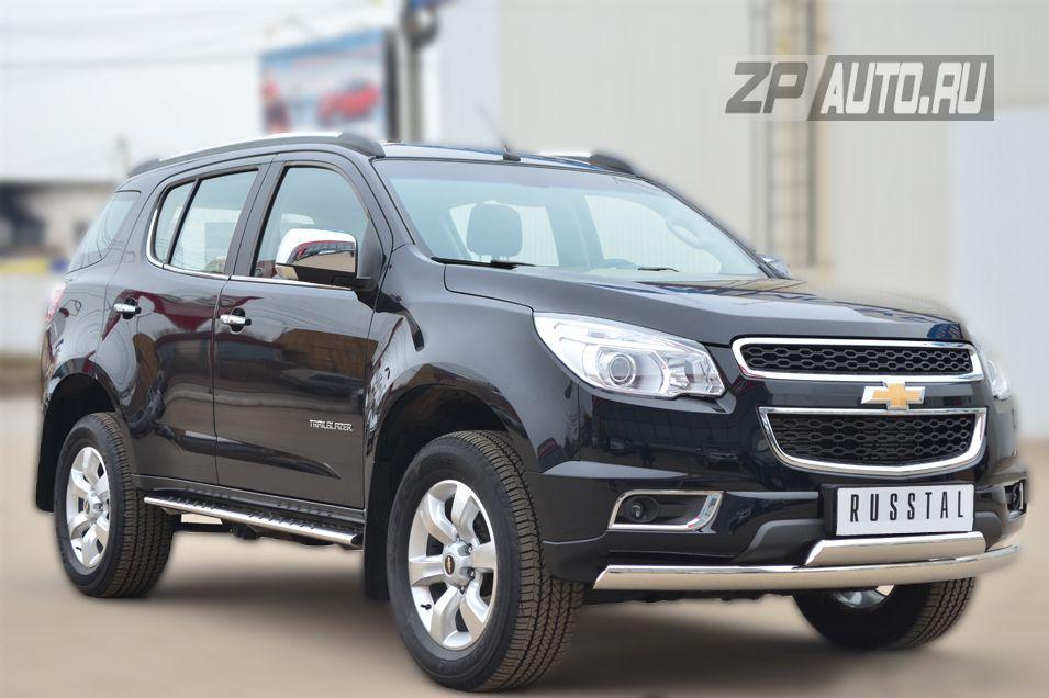 Пороги труба d75х42 овал с проступью для Chevrolet TrailBlazer 2013, Slitkoff CTRO-001511