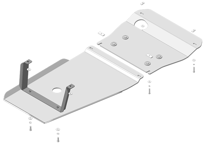 Защита алюминиевая Мотодор (Двигатель, Передний дифференциал, Коробка переключения передач, Радиатор, Раздаточная коробка), 8 мм, алюминий для Mercedes-benz Vito  2009-2014 арт. 381201